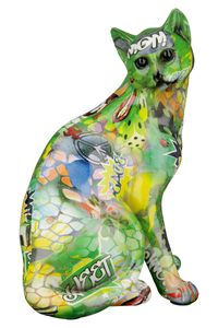 GILDE Figur Katze Street Art - mehrfarbig - H. 28cm x B. 22cm