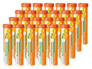 German Multivitamin Brausetabletten 24x20 Stk. Orangengeschmack - Vitamin C, E, B1, B2, B6, B12, Biotin, Folsäure, Niacin, Pantothensäure Zuckerfrei – T&D Pharma –  Germany