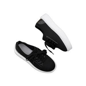 Damen Sneaker Dicker Sohle Skateschuhe Leichte Schnürflächen Laufen Freizeitschuh Schwarz,Größe:EU 39