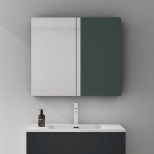 Mai & Mai® Spiegelschrank mit 2 Spielgeltüren Badezimmerschrank Hängeschrank Badezimmerspiegel BxTxH 80x15x70 cm Anthrazit matt Spiegelschrank-02