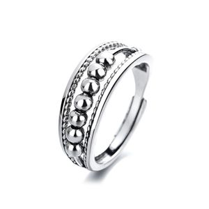 Anti-Stress-Ring mit drehbaren Perlen verstellbar Silber
