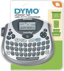 DYMO LetraTag LT-100T Beschriftungsgerät | Tragbares Etikettendrucker mit QWERTZ Tastatur | silber | Ideal fürs Büro oder zu Hause