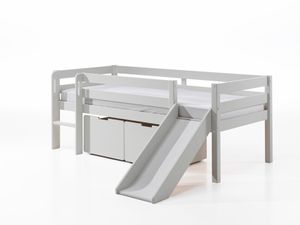 VIPACK Kojen-Spielbett mit Liegefläche 90 x 200 cm, inkl. Leiter, Rutsche, Rolllattenrost und 2 Schubkästen, Kiefer und MDF weiß lackiert