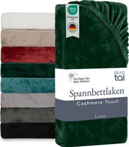 Blumtal prześcieradło Cashmere Touch 120 x 200 cm pluszowe - 120x200 prześcieradło Cashmere Touch - prześcieradło przytulne i puszyste ciemnozielone Blumtal prześcieradło Cashmere Touch 120 x 200 cm pluszowe - 120x200 prześcieradło Cashmere Touch - prześcieradło przytulne i puszyste ciemnozielone