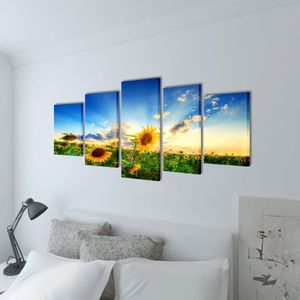 vidaXL Bilder Dekoration Set Sonnenblumen 200 x 100 cm