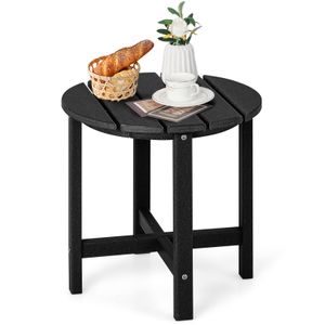 Zahradní stolek COSTWAY odolný proti povětrnostním vlivům, malý zahradní stolek odolný proti UV záření, balkonový stolek 46x46x46cm černý
