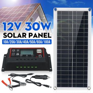 30W Solarpanel Solarmodul Polysilizium Solarzelle Solar Ladegerät mit 60A 12V Laderegler