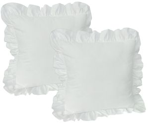 Bettwäsche Romantische RÜSCHEN hochwertige Vintage Retro Stil Baumwolle Renforcé mit Reißverschluss 2er Set Pack Kissenhüllen Farbe: Weiß Größe: ca. 80x80 cm