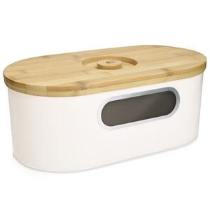 Navaris Brotkasten mit Deckel aus Holz - Brotbox zur Aufbewahrung inkl. Schneidebrett - Brottopf Küche mit Holzdeckel - Brot Dose Bambus oval