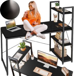 Biuro loft z półkami nowoczesne gamingowe industrialne składane czarne