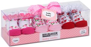 BRUBAKER 3 Paar Babysocken Mädchen 0-12 Monate - Rüschen - in Geschenkverpackung