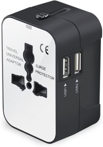 Reiseadapter Weltweit Universal Reisestecker mit USB C, Internationaler SteckdosenadapterWeiß