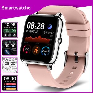 Vodotesný fitness náramok P22 Smart Watch pre mužov, ženy, športové hodinky Krokomer pre chôdzu Monitor srdcového tepu Krvný tlak, ružová