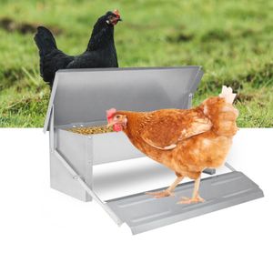 Jopassy Futterautomat Hühner 5kg - Hühner Futterspender aus Verzinkter Stahl für Geflügel, wasserdicht und rattensicher