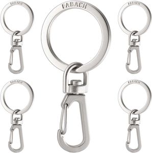FABACH 5 x Karabiner Schlüsselanhänger mit drehbarem Schlüsselring - Kleine abnehmbare Karabinerhaken Schlüsselringe - Stabile Mini Schlüssel Karabiner Haken als Schlüsselhalter und zum Basteln