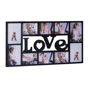 relaxdays Collage-Bilderrahmen LOVE schwarz 72,0 x 36,5 cm