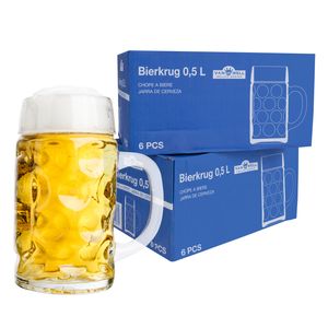 12er Set Maßkrug 0,5L geeicht Halber Liter Bierkrug Bierglas perfekt geeignet für Gastronomie