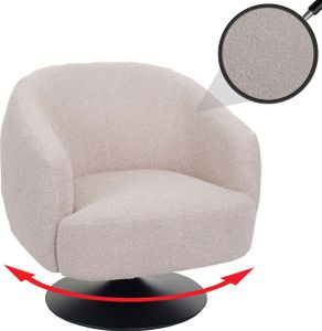 Lounge-Sessel MCW-J76, Cocktailsessel Sessel drehbar, Bouclé Stoff Metall  creme-beige