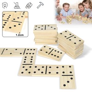 LZQ Domino Spiel Dominosteine Spiele Gesellschaftsspiel aus Holz Domino-Spiel Familienspiele Legespiel mit 28 Spielsteinen Kindergeschenk