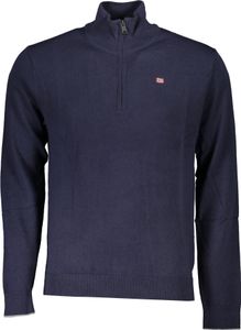 Blauer Herrenpullover mit Stickerei und halbem Reißverschluss, Größe: 3XL Farbe: Blu