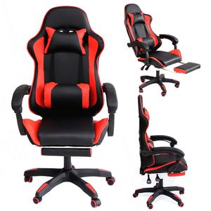Mucola herná stolička výškovo nastaviteľná kancelárska stolička manažérska stolička kancelárska stolička čierna červená + podnožka otočná stolička