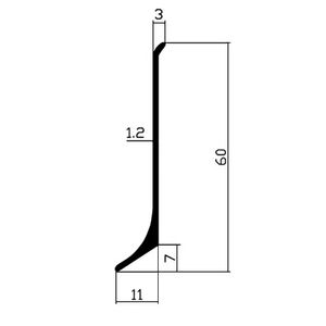Alu Sockelleiste Fußbodenleisten eloxiert silber L200cm H60mm matt