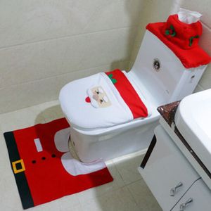 Weihnachtsmann Badezimmer WC Deckel Matte Set Nikolaus Toilettensitze Sitzbezug