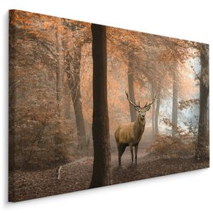 Obraz canvas jeleń las jesień przyroda 3D  Dekoracja ścienna do biura 3D 100x70cm