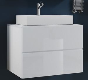 VCM 2-dílná umyvadlová skříňka Koupelnový nábytek set Umyvadlo Lendas S Zásuvka bílá