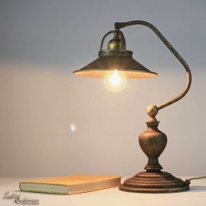 Tischlampe  Messing massiv 39 cm E27 Bronze Industrial Nachttischleuchte