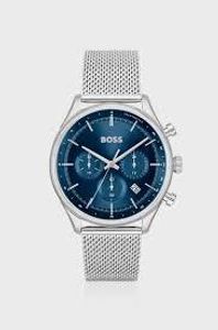 Chronographenuhr mit blauem Zifferblatt und Mesh-Armband 1514052 Chronographenuhr mit blauem Zifferblatt und Mesh-Armband 1514052