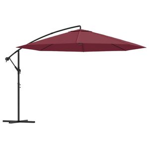 vidaXL Svetelný dáždnik s hliníkovou tyčou 350 cm Bordeaux Red