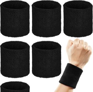 6 Stück Sport Handgelenk Schweißband Elastische Schweißbänder Fitness Arm Schweißband für Männer Frauen Kinder Weiches Baumwollarmband Armband aus Schweißband für Tennis Basketball Fußball