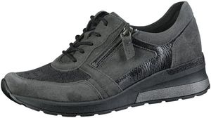 Waldläufer H-Clara komfortable Damen Nubukleder Sneakers in carbon, Extra-Weite H, für lose Einlagen geeignet