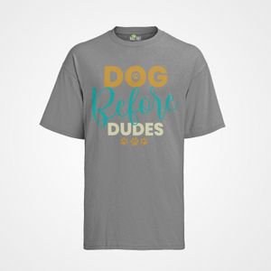 Bio Damen T-Shirt Oversize Hunde vor Mann Dog befor Dudes Hund zuerst dann Mann