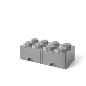 LEGO Aufbewahrungsbox mit Schublade mit 8 Noppen, steingrau