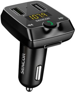 SENCOR SWM 3535 BT/MP3 FM modulátor do auta, Bluetooth 4.2, USB, MP3, WMA, FLAC, WAV a Handsfree, 2x USB, vstup pro microSD karty, vestavěný mikrofon, ovládání hlasitosti