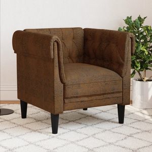 Fotel Chesterfield brązowy materiał