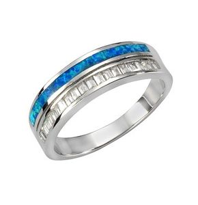 F Ring 925/- Sterling Silber weiß 056 (17,8) Opal blau 025270012