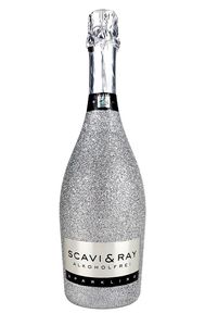 Scavi & Ray Alkoholfrei Sparkling 0,75l (<0,03% Vol) Bling Bling Glitzerflasche in silber -[Enthält Sulfite]