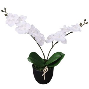 vidaXL Umelá orchidea s kvetináčom 30 cm biela