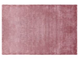 Teppich Rosa Viskose 140x200 cm Kurzflor Rechteckig mit Baumwoll-Unterseite Modern Industrial Einfarbig Handgewebt Wohnzimmer Schlafzimmer