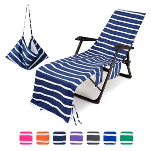 Plážové ručníky na lehátka Ručníky na lehátka z mikrovlákna s bočními úložnými kapsami Froté plážový ručník - modrý