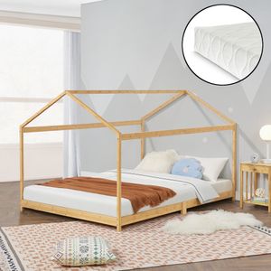 Dětská postel 'Vindafjord' 140x200cm bambus s matrací