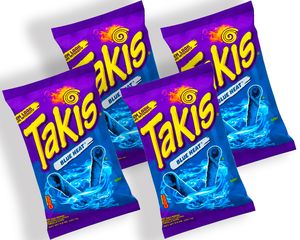 Takis Chips Box - 4x Takis Blue Heat 92g - Chips Grosspackung Chips scharf (Pack von 4) - Blaue Takis