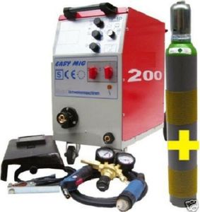 Schutzgasschweißgerät MIG 200 Combi mit 10 L Gasflasche und 5kg Schweissdraht