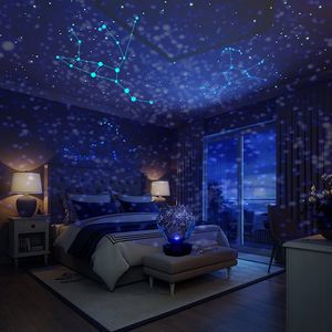 LED Nachtlicht Projektionslampe, Dreifarbige Sternenhimmel Projektor, USB wiederaufladbare Wandprojektionslampe für Innen, Schlafzimmer, Nachttisch