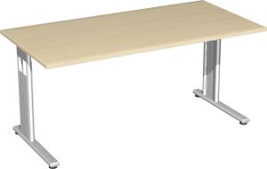 Geramöbel Schreibtisch feste Höhe, 1600x800x720, Ahorn/Silber, S-618103-AS