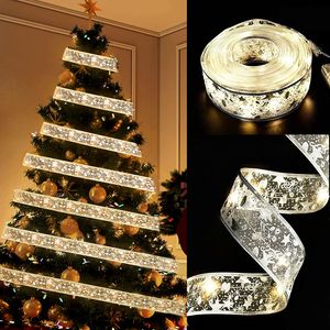 5m 50 LED Silber Schleife Lichterkette Weihnachtsbaum Beleuchtung  für Innen Weihnachten Hochzeit Party Deko, Warmweiß