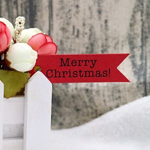 Weihnachts Geschenkanhänger,100 stück Weihnachten tags Kraftpapier Etiketten, 7 CM*2 CM Braune Geschenkanhänger (rot)